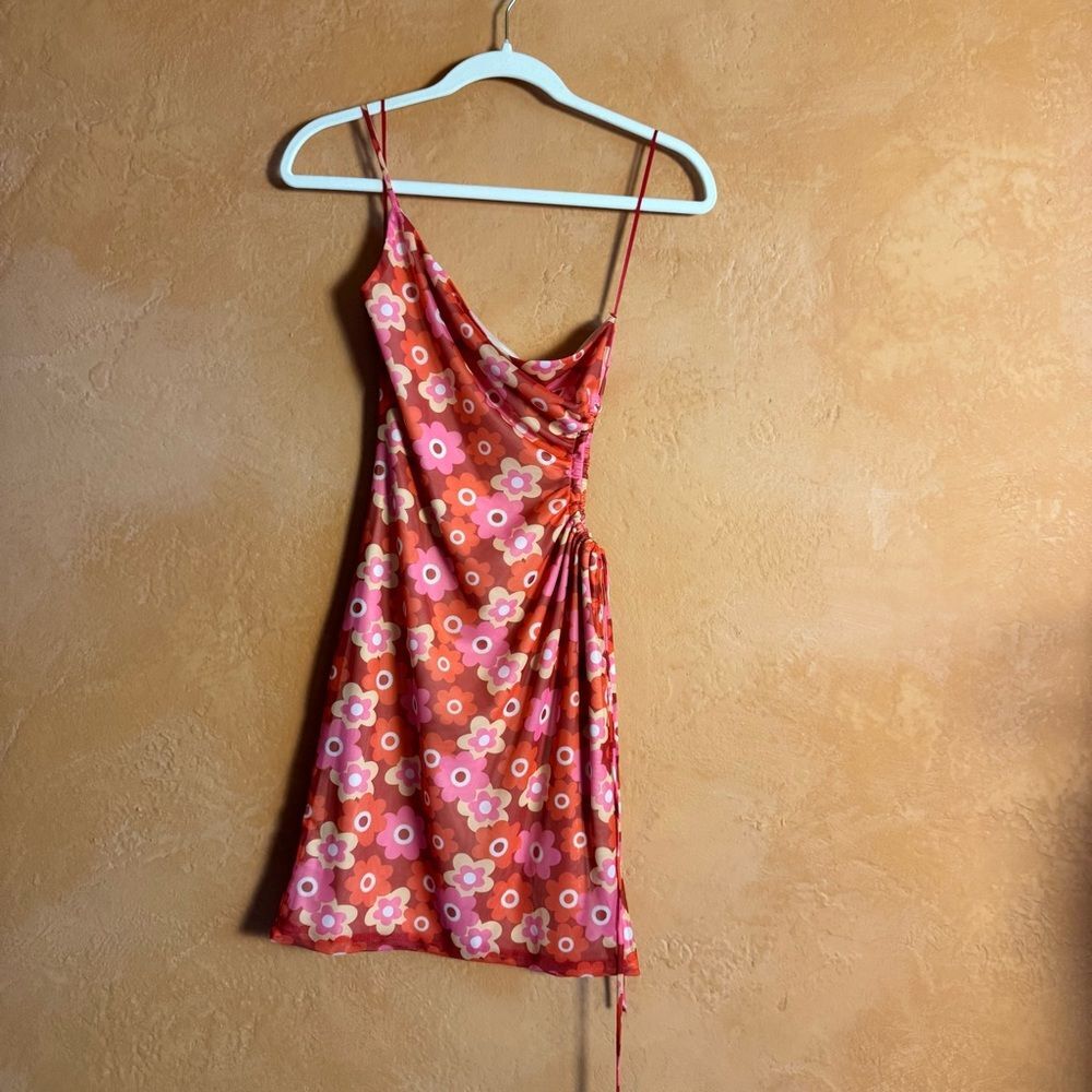 Cotton Candy LA Calypso Cherry One Shoulder Cutout Floral Dress NWT Medium